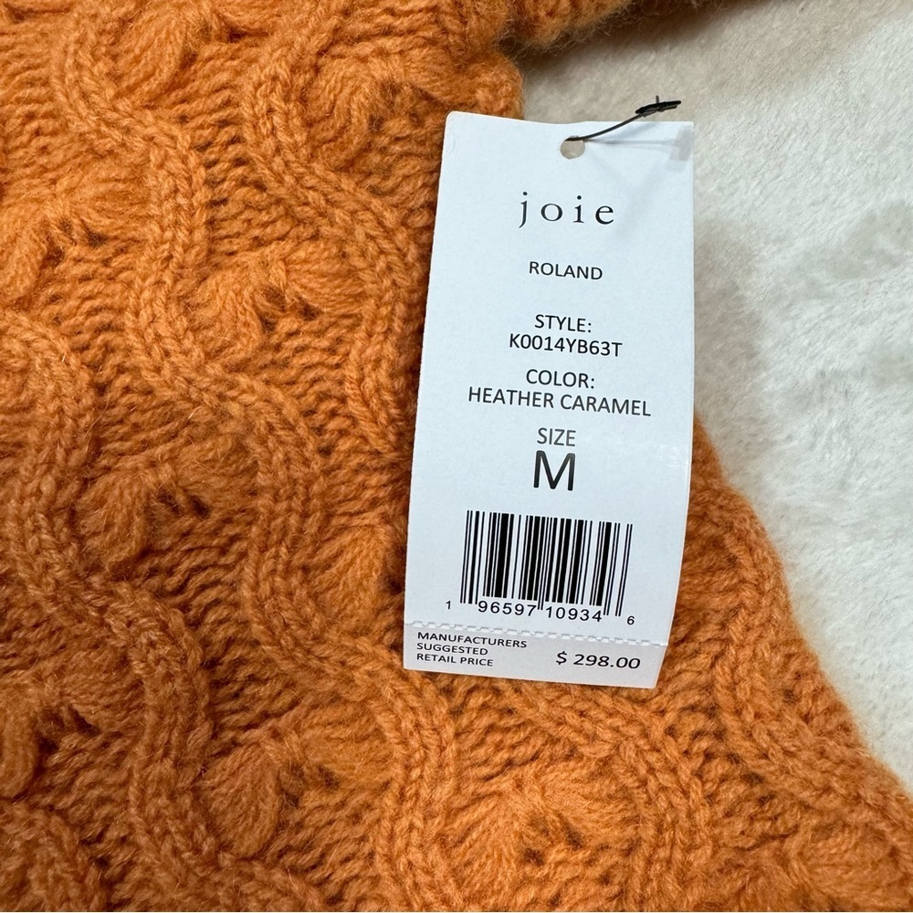 NWT New $298 Joie Roland Crew Neck Orange Wool Cashmere Sweater Size M - Picture 6 of 11